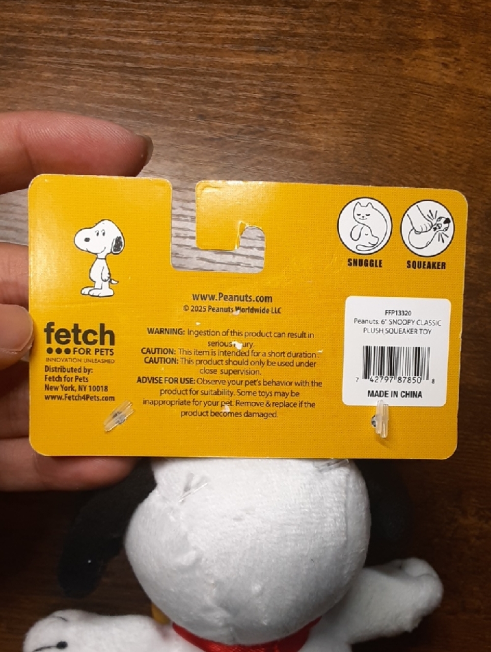 Peanuts Snoopy Plush Dog Toy - White with Black Ears - Picture 4 of 5